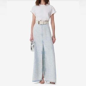 NWT IRO PARIS LONG WASHED DENIM CAROLINA SKIRT $325 / made in Italy/ FR 32